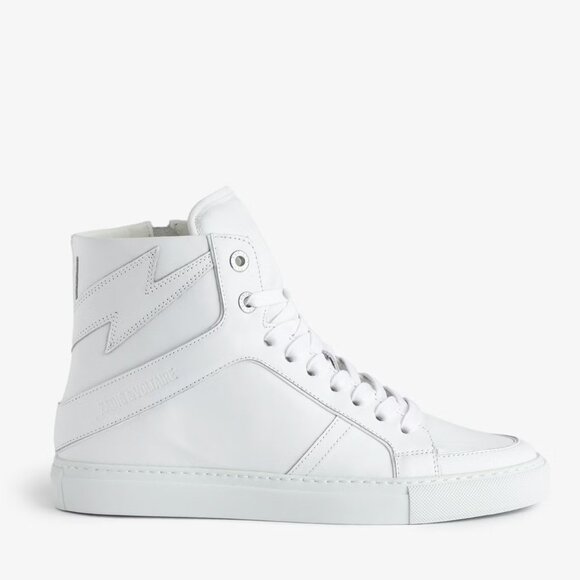 NIB | Zadig and Voltaire ZV1747 High Flash Sneakers White Zip‎ FR40/US9 - Picture 1 of 14